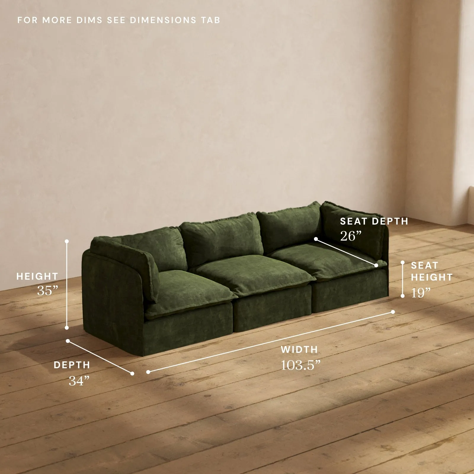 Modular Performance 3-Seater in Olive | Relaxed Blend