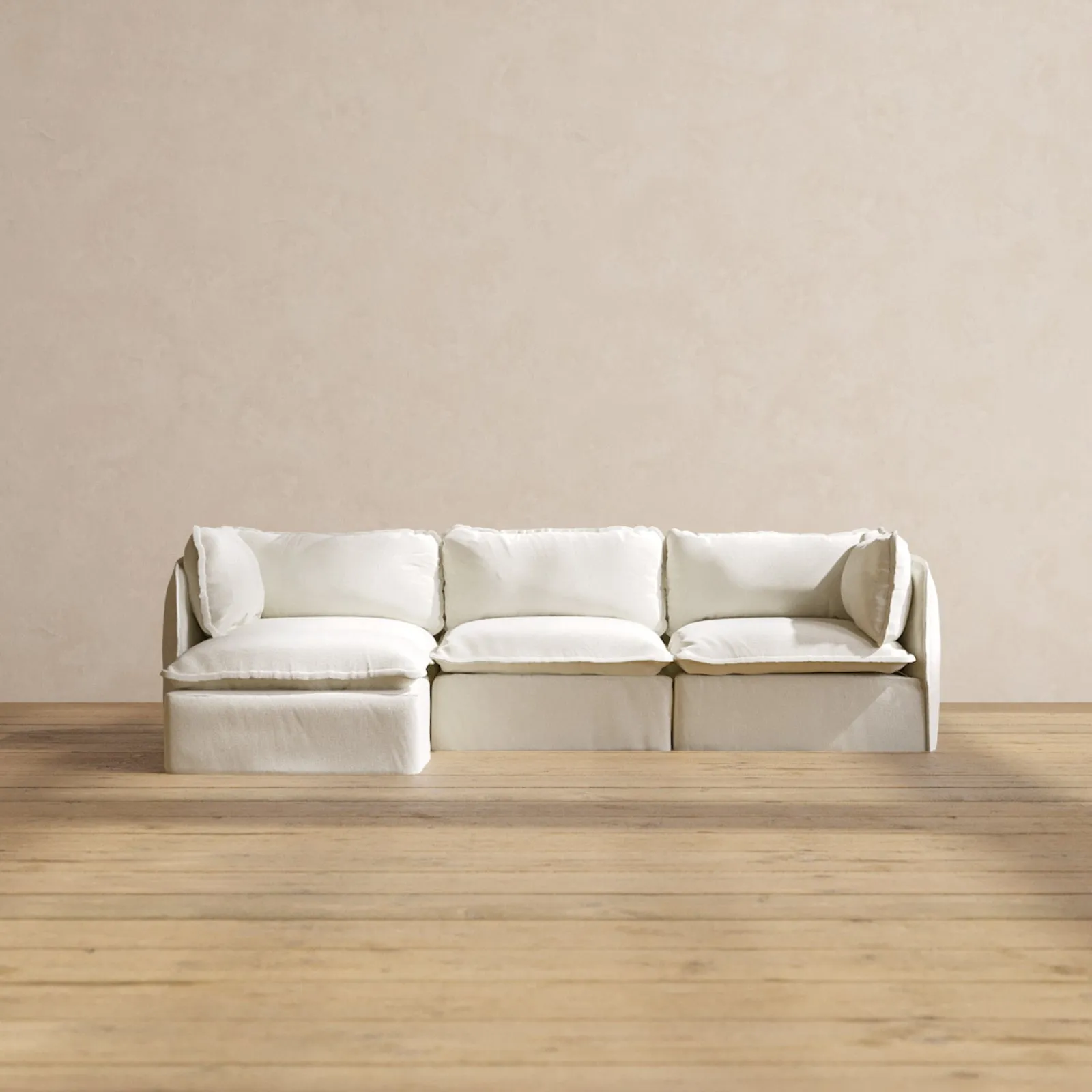 Modular Performance 3-Seater Sectional in Eggshell | Relaxed Blend