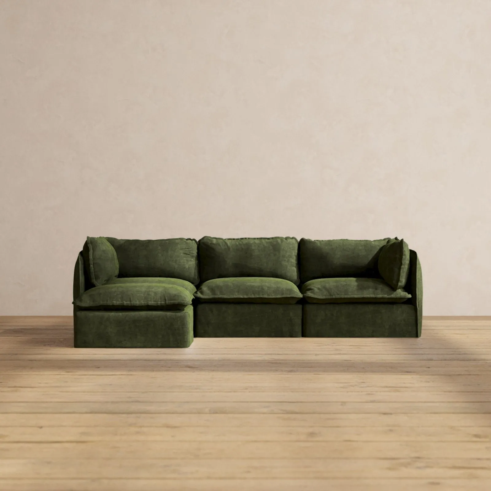 Modular Performance 3-Seater Sectional in Olive | Relaxed Blend