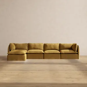 Modular Performance 4-Seater Sectional in Toffee | Deluxe Blend