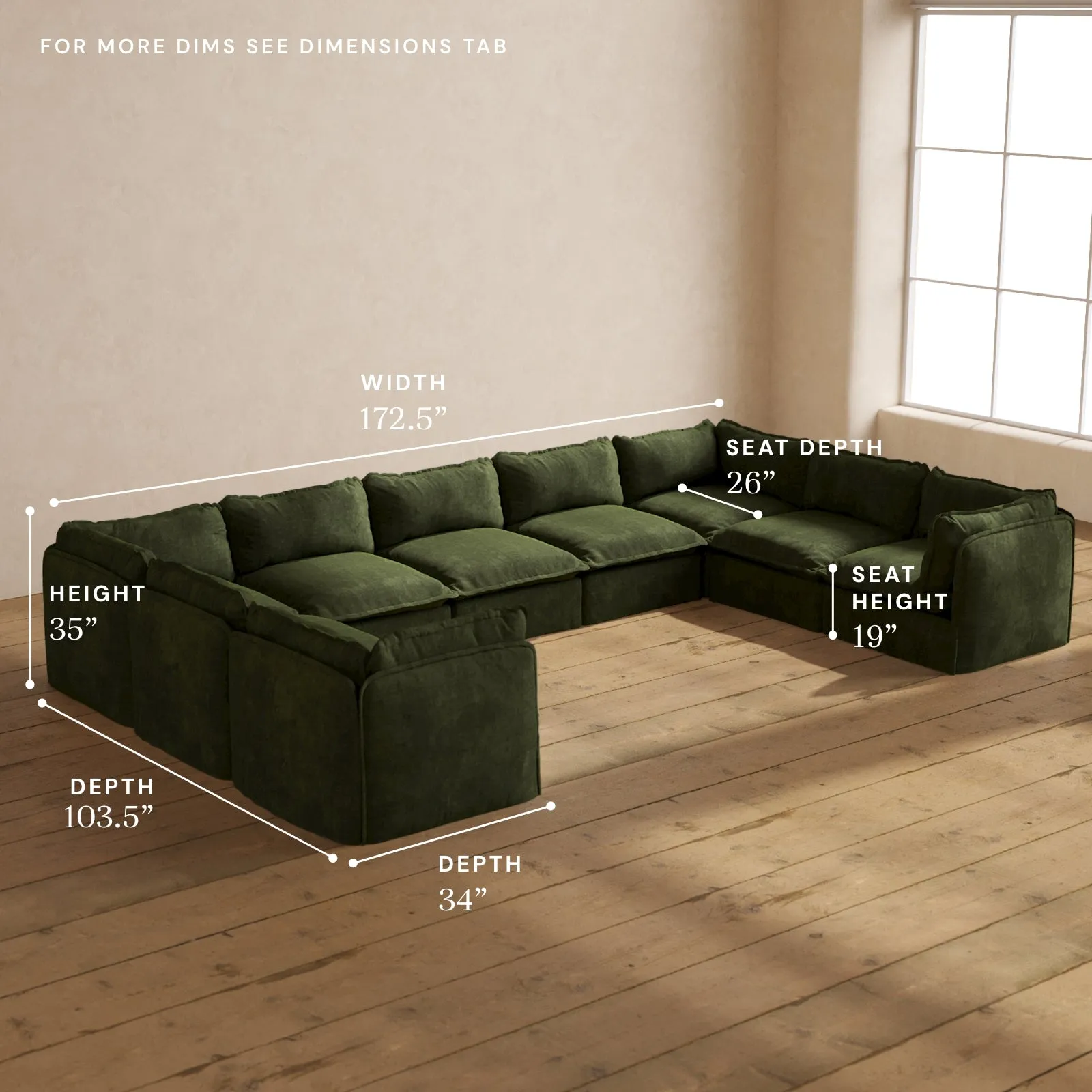 Modular Performance 9-Seater U-Sectional in Olive | Deluxe Blend