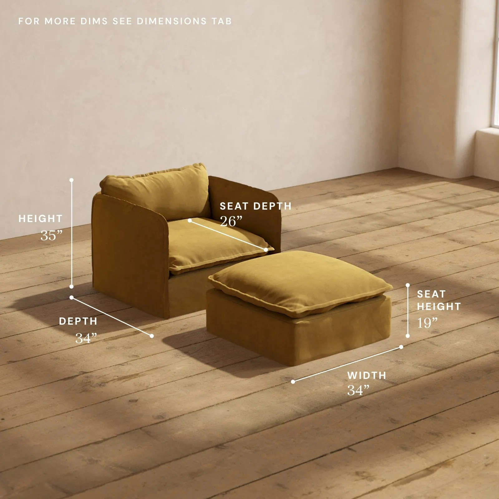 Modular Performance Armchair & Ottoman in Toffee | Deluxe Blend