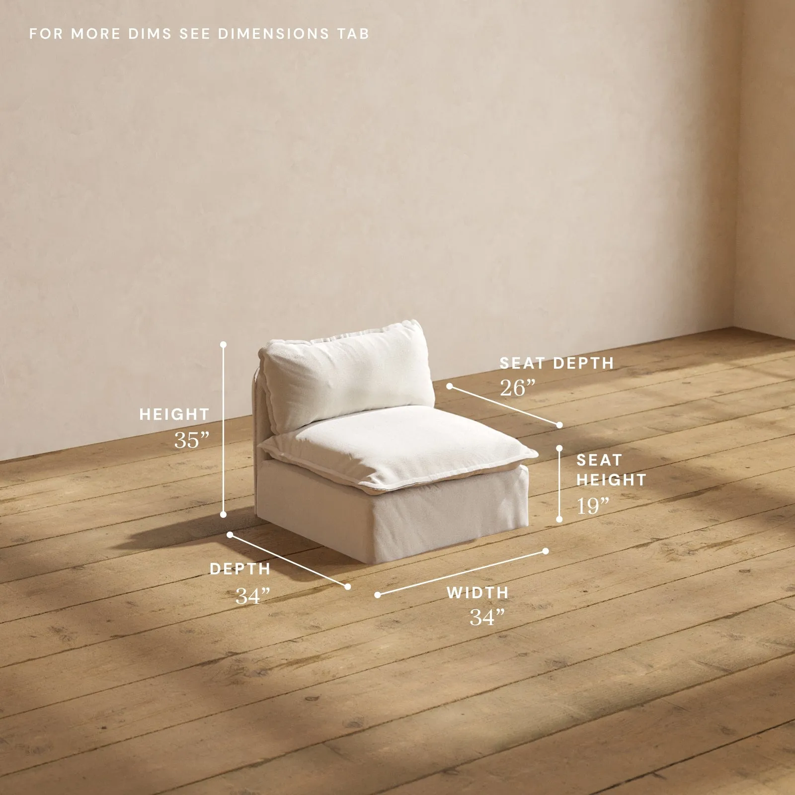 Modular Performance Armless Chair in Flour | Relaxed Blend