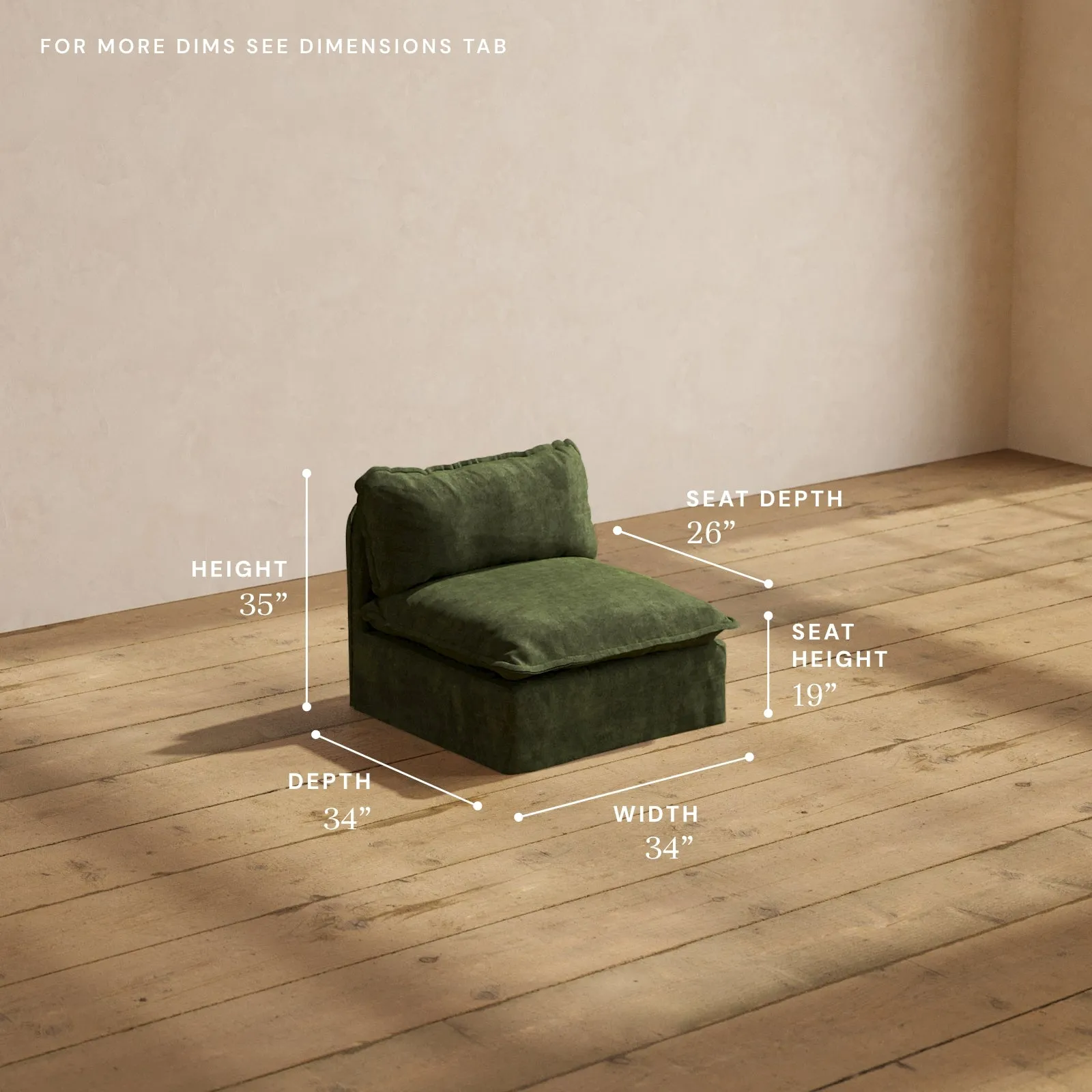 Modular Performance Armless Chair in Olive | Deluxe Blend