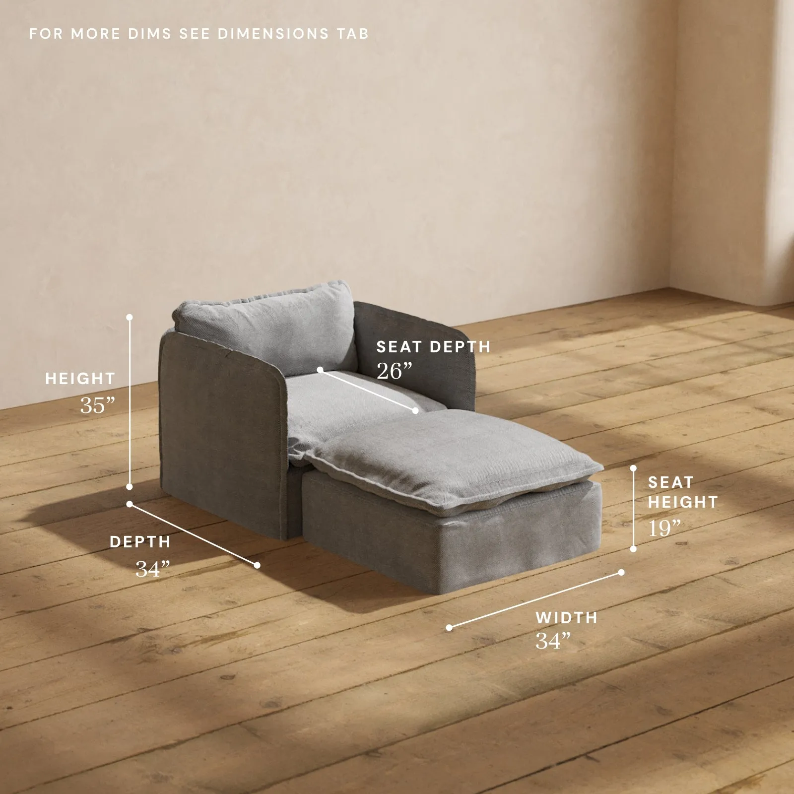 Modular Performance Chaise Armchair in Ash | Relaxed Blend