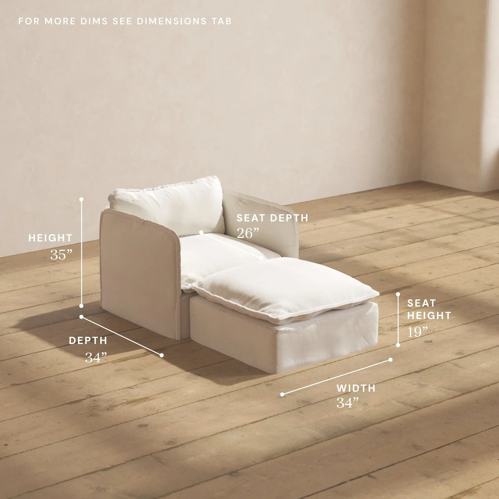 Modular Performance Chaise Armchair in Flour | Relaxed Blend