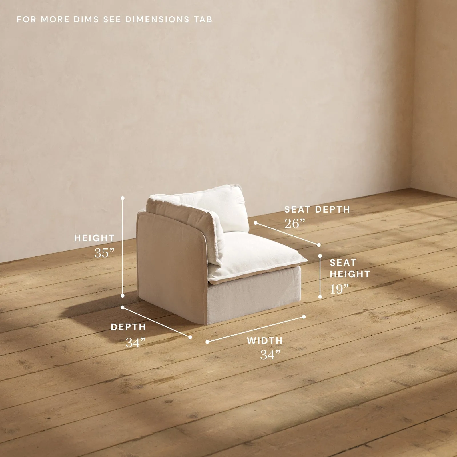 Modular Performance End Chair in Flour | Relaxed Blend