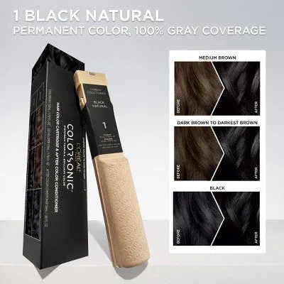 New - L'Oreal Paris Colorsonic Ammonia Free Permanent Hair Color Cartridge - Device Sold Separately - Black Natural 1