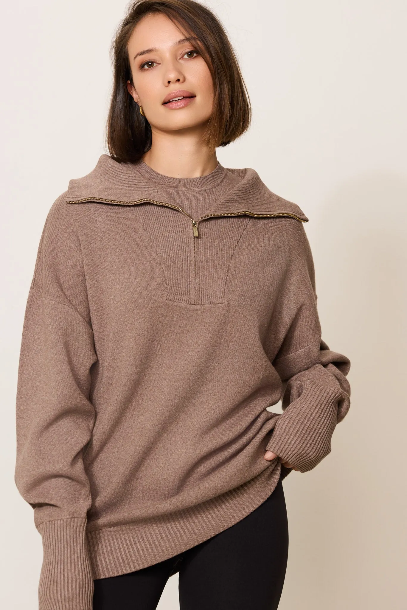 OLLY half-zip oversized sweater - Fossil