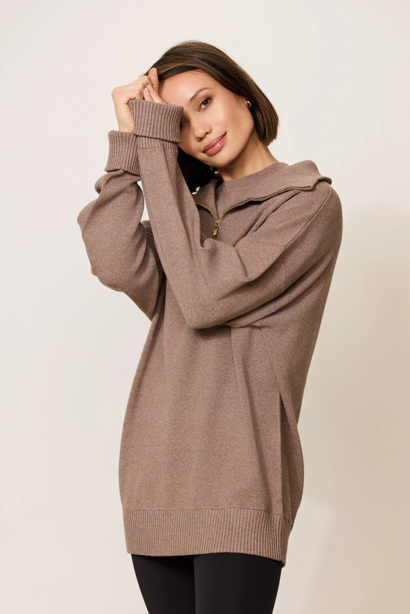 OLLY half-zip oversized sweater - Fossil