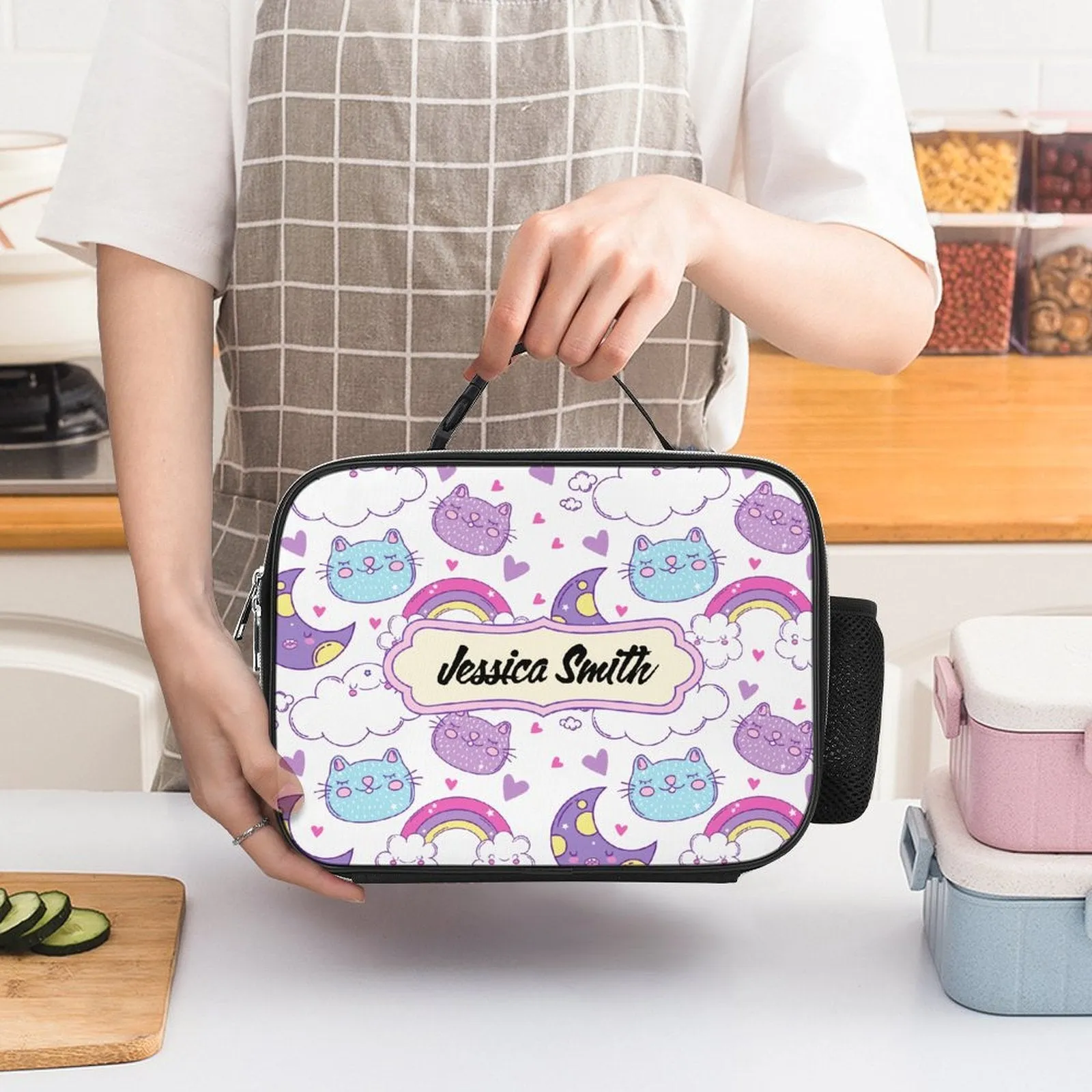 Personalized Name Cartoon Pattern Insulated Lunch Bag