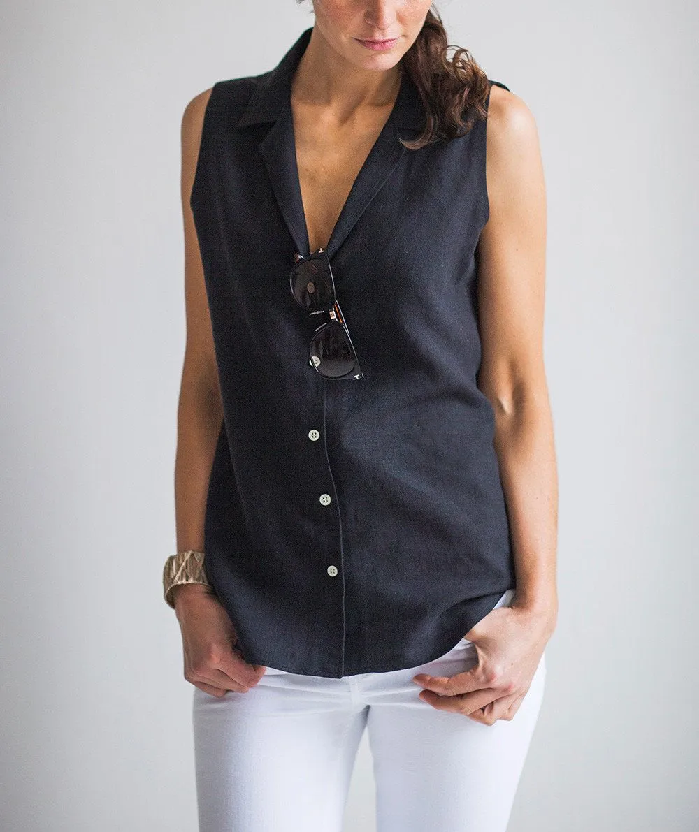 SAMPLE SALE<br>Linen Sleeveless Shirt<br>Medium