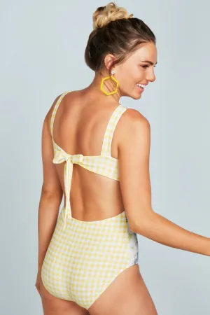 Scoop Neck Back Tie One Piece - Victorian Garden Gingham - FINAL SALE