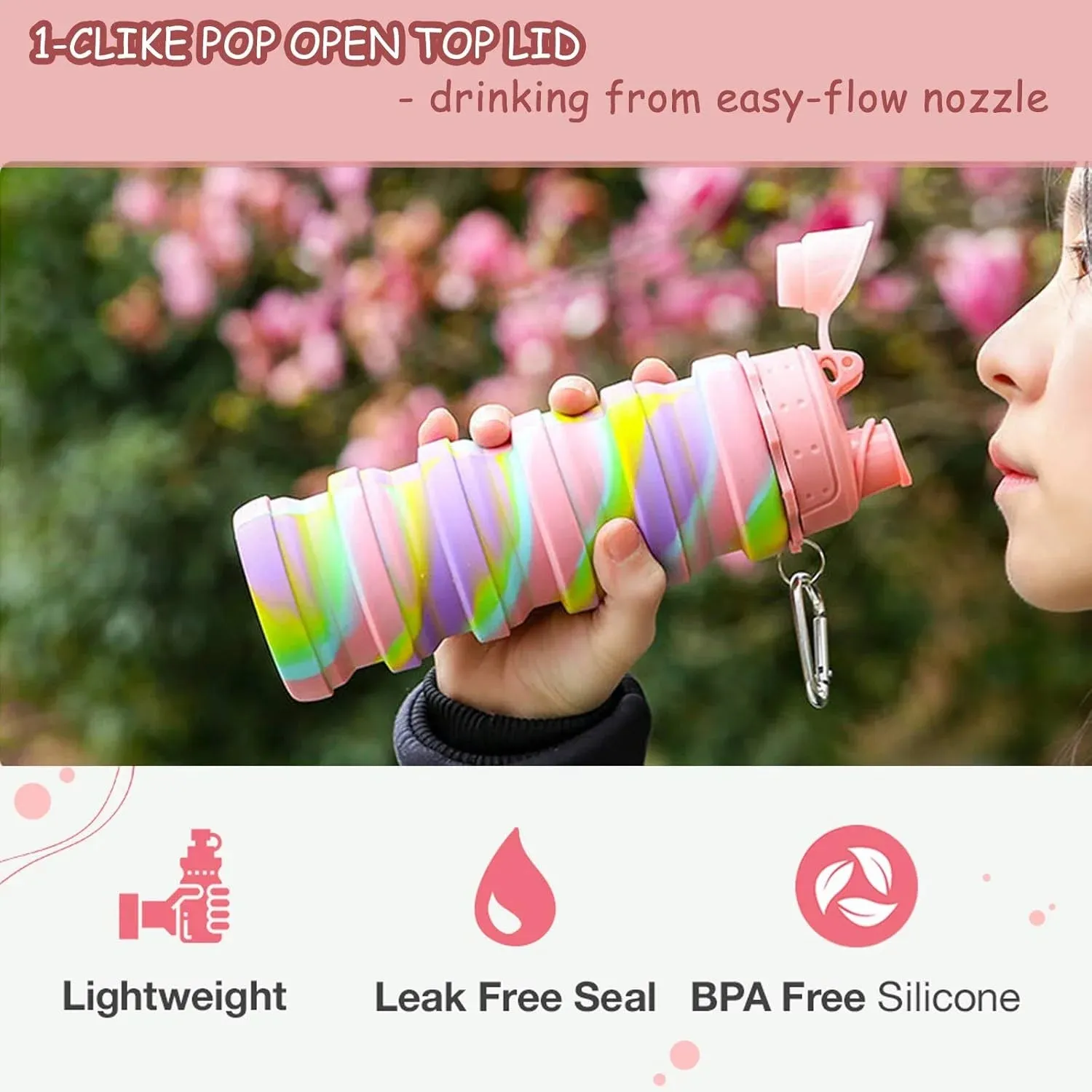 Silicone Sports Retractable Water Bottle