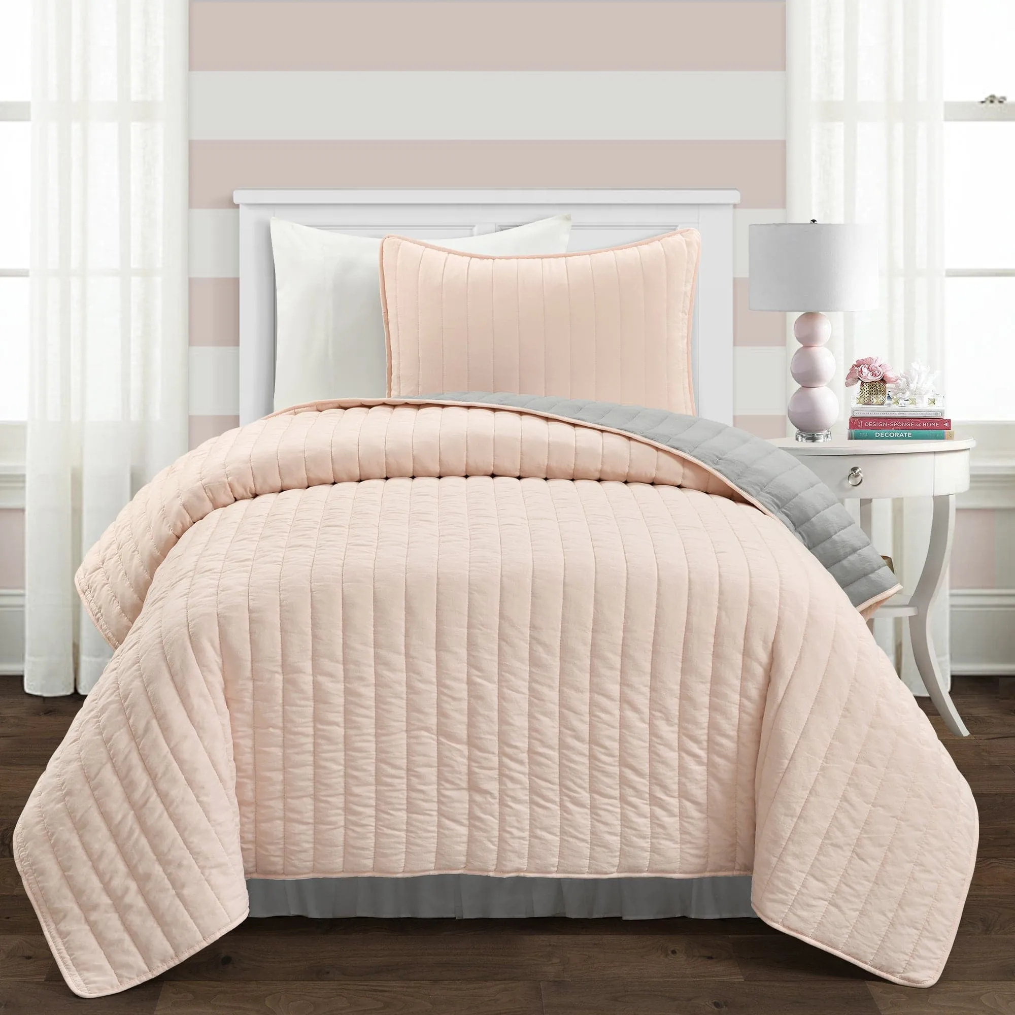 Soft Stripe All Season Quilt/Coverlet Set