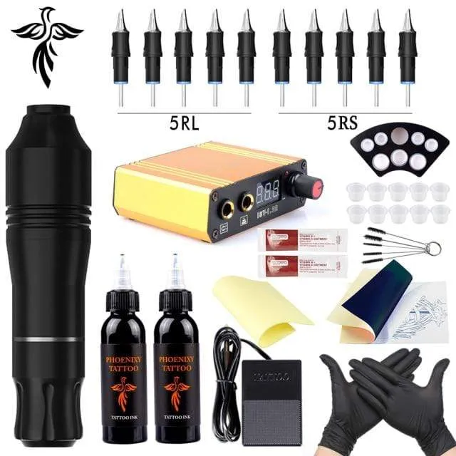 Tattoo Kits Tattoo Machine Set Complete Beginner Tattoo Pen Machine Kit Stick And Poke Pigments For Permanent Makeup Accessories