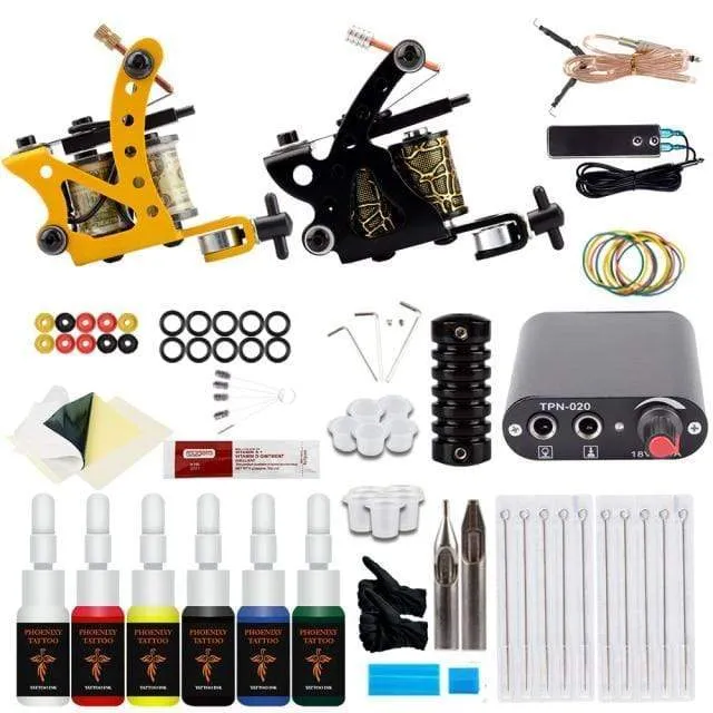 Tattoo Kits Tattoo Machine Set Complete Beginner Tattoo Pen Machine Kit Stick And Poke Pigments For Permanent Makeup Accessories