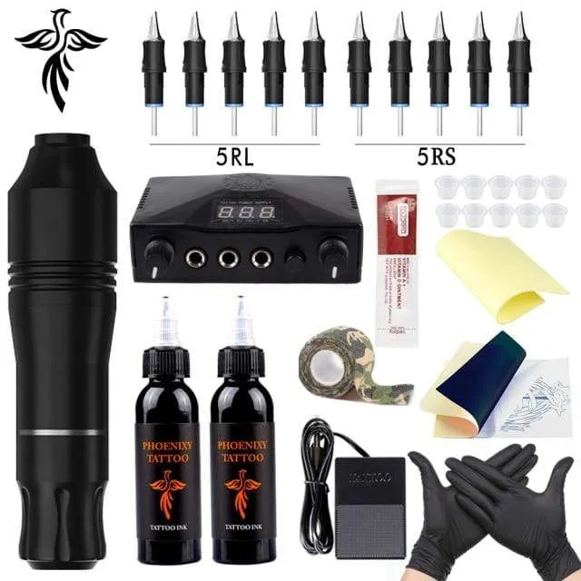 Tattoo Kits Tattoo Machine Set Complete Beginner Tattoo Pen Machine Kit Stick And Poke Pigments For Permanent Makeup Accessories