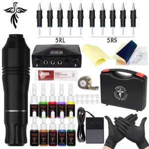 Tattoo Kits Tattoo Machine Set Complete Beginner Tattoo Pen Machine Kit Stick And Poke Pigments For Permanent Makeup Accessories