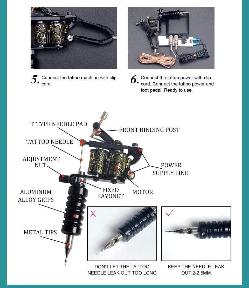 Tattoo Kits Tattoo Machine Set Complete Beginner Tattoo Pen Machine Kit Stick And Poke Pigments For Permanent Makeup Accessories