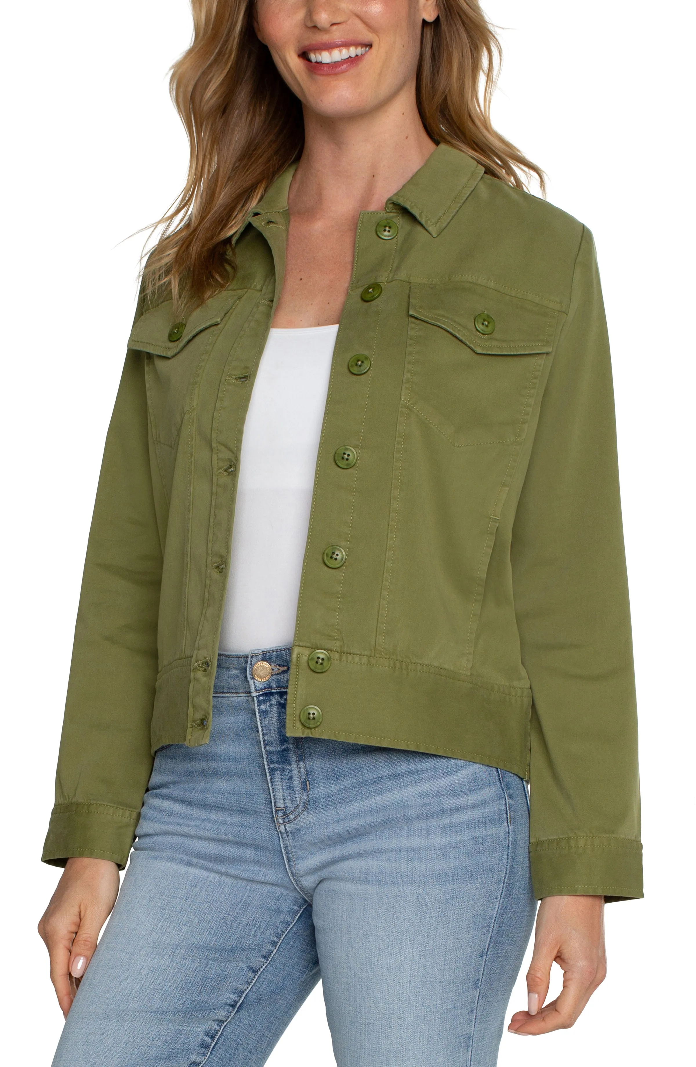 TRUCKER JACKET WITH ELASTIC WAISTBAND