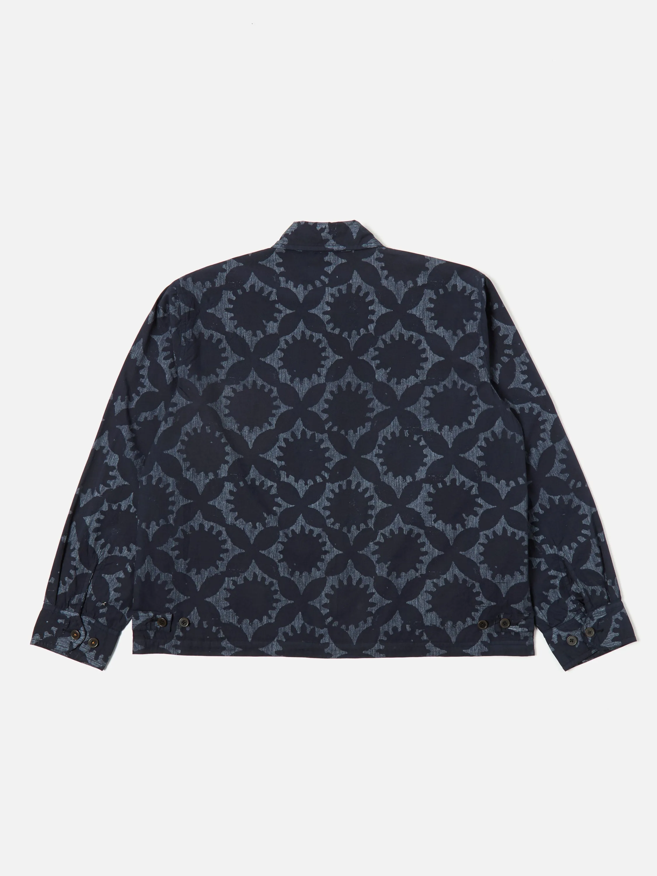 Universal Works Windcheater in Navy Over Dyed Sun Print