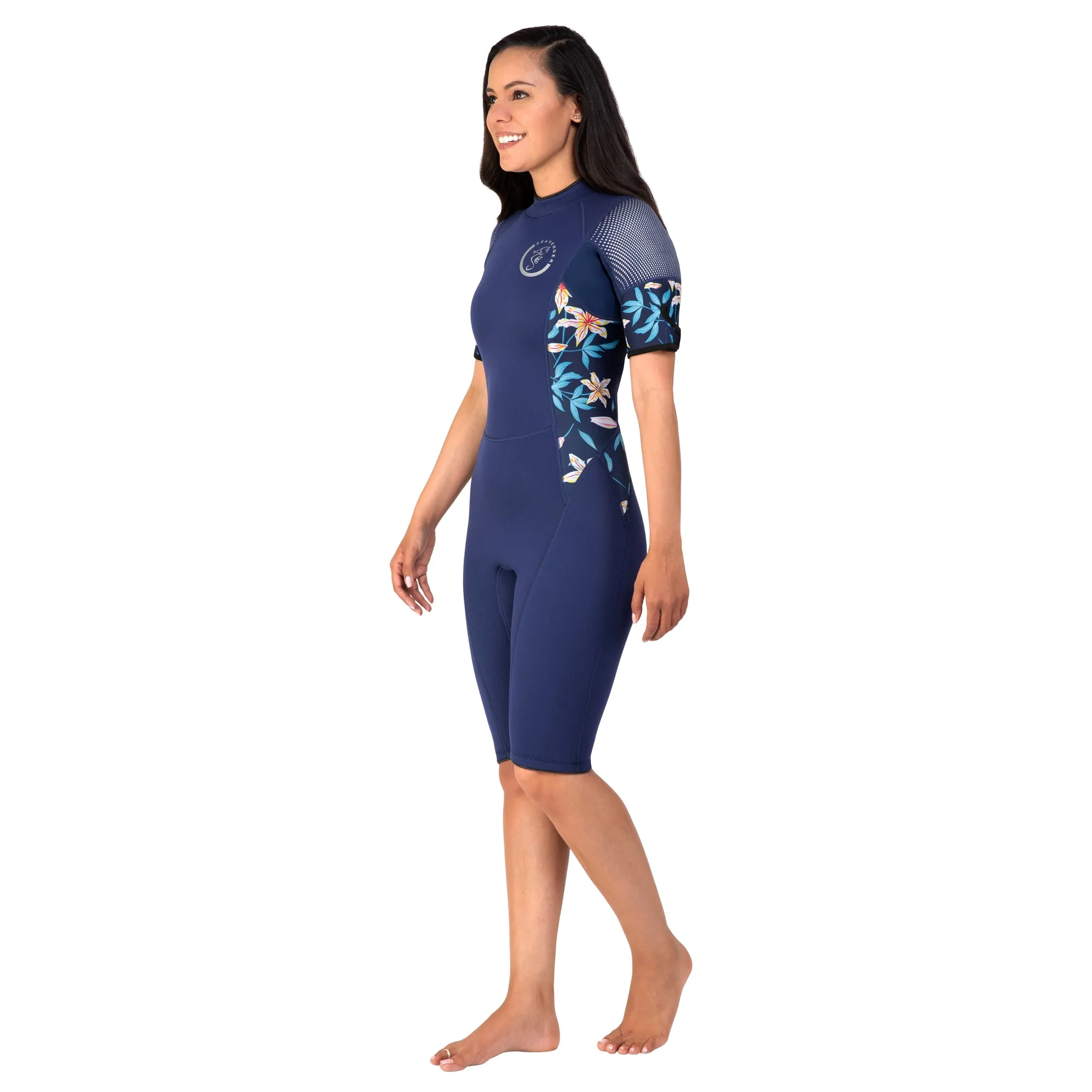 Women's 3mm Explorer Shorty Wetsuit - Dark Floral