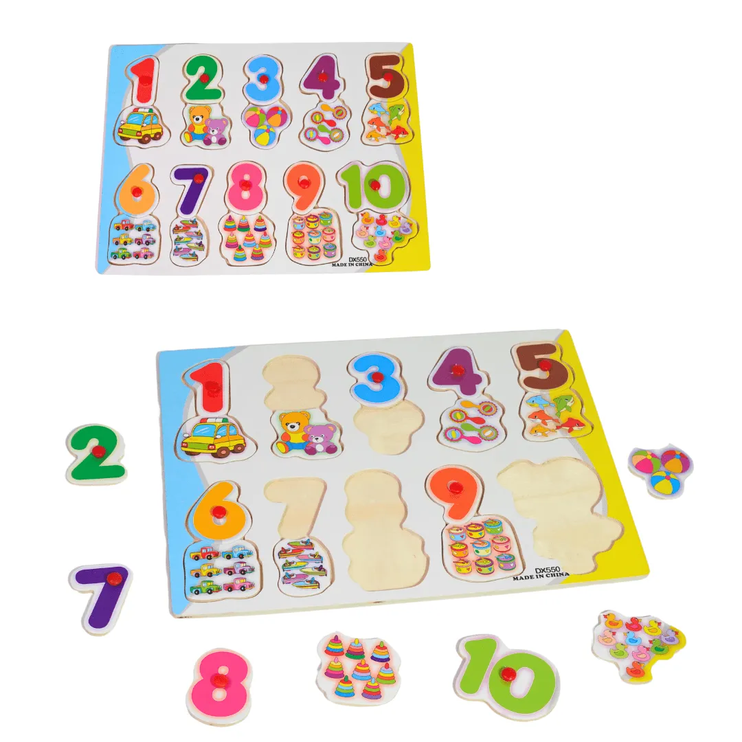 Wooden Numbers Puzzle with Pictures for Kids-1