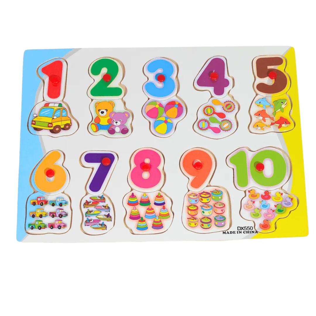 Wooden Numbers Puzzle with Pictures for Kids-1