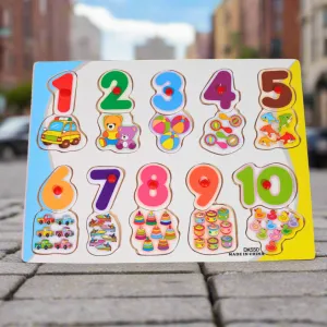 Wooden Numbers Puzzle with Pictures for Kids-1